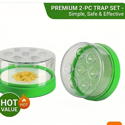 Flying Insect Trap 2 Pack - Non-Toxic Reusable Bug Catcher with 7 Holes, No Electricity, Safe for Home & Garden