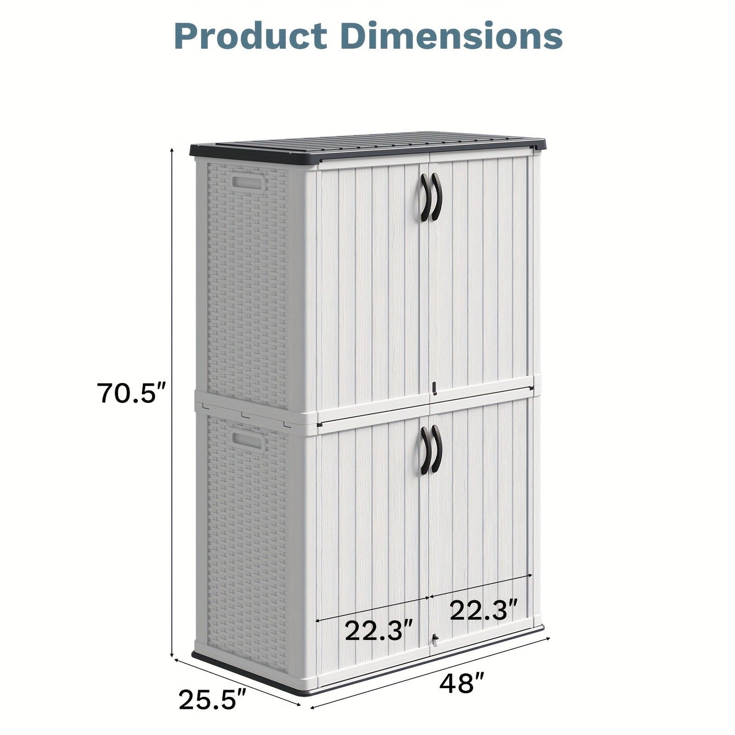 Resin Outdoor Storage Cabinet and Shelf Options in White or Beige with 4 x 2 Ft Shed Sizes
