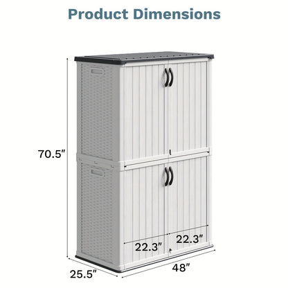 Resin Outdoor Storage Cabinet and Shelf Options in White or Beige with 4 x 2 Ft Shed Sizes