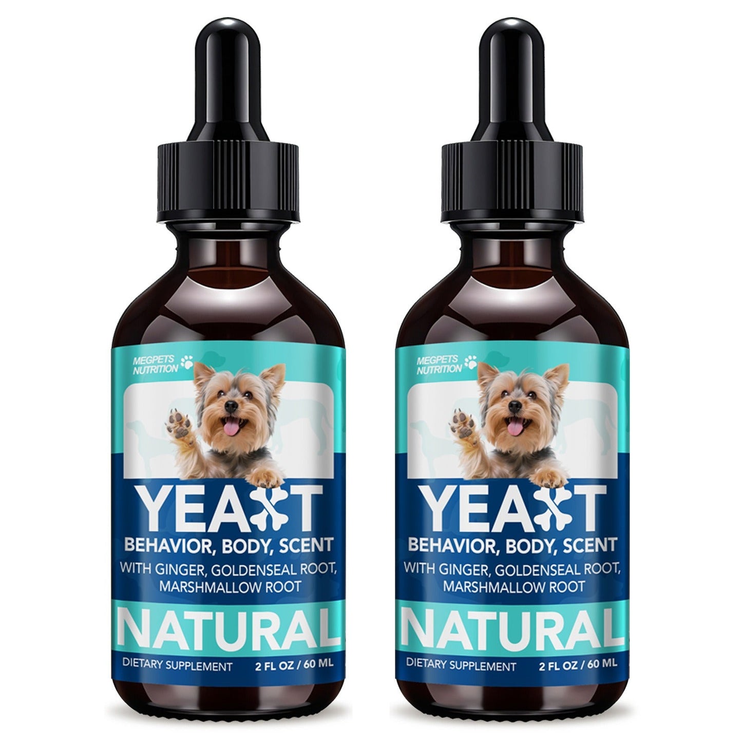 Yeast Supplement Drops for Dogs & Cats – No Odor Formula with Pau D’Arco Bark & Goldenseal Herb Liquid Extract | Easy-to-Use Pet Antifungal Support, 2 Fl Oz (60ml)