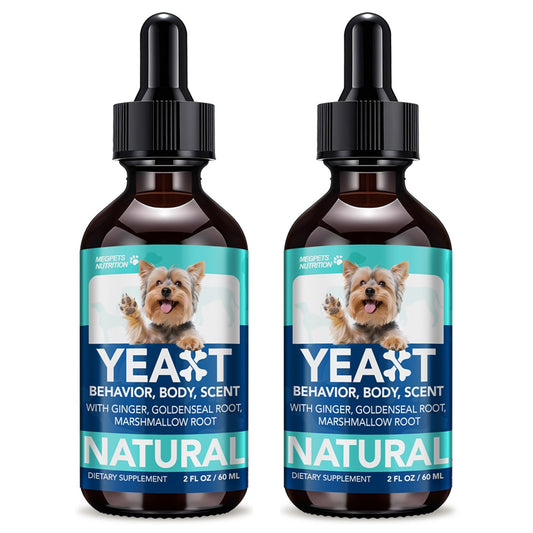 Yeast Supplement Drops for Dogs & Cats – No Odor Formula with Pau D’Arco Bark & Goldenseal Herb Liquid Extract | Easy-to-Use Pet Antifungal Support, 2 Fl Oz (60ml)