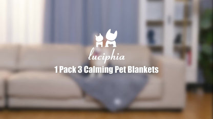 Pet Blanket 3 Pack - Super Soft Fleece Flannel Throw for Dogs Cats Puppies, Cute Paw Bone Elephant Dot Patterns, Small Medium Large Sizes, Cozy Dog Cat Blanket with Free Pet Drying Towel