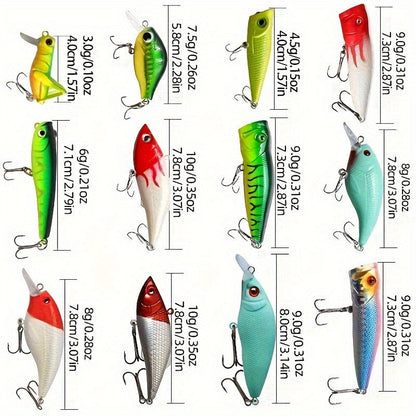 Fishing Lure Kit Tackle Set with Tackle Box – Minnow Baits, Spoon Lures, Soft Worm Baits, Frog Soft Bait, Jig Heads & Rigs – 110pcs / 252pcs / 361pcs Mixed Color Assortment for Bass Trout Pike