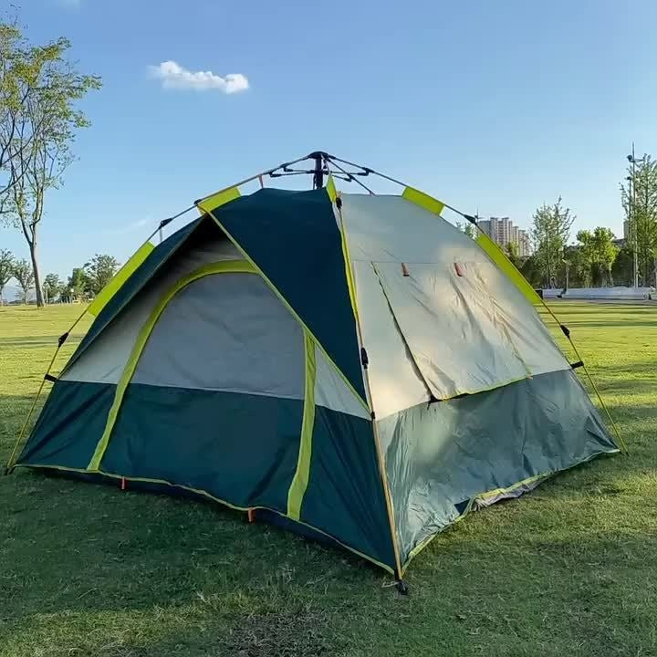 Camping Tent Automatic Pop-Up with Double Doors, Mesh Windows and Two Source-Listed Capacity Options