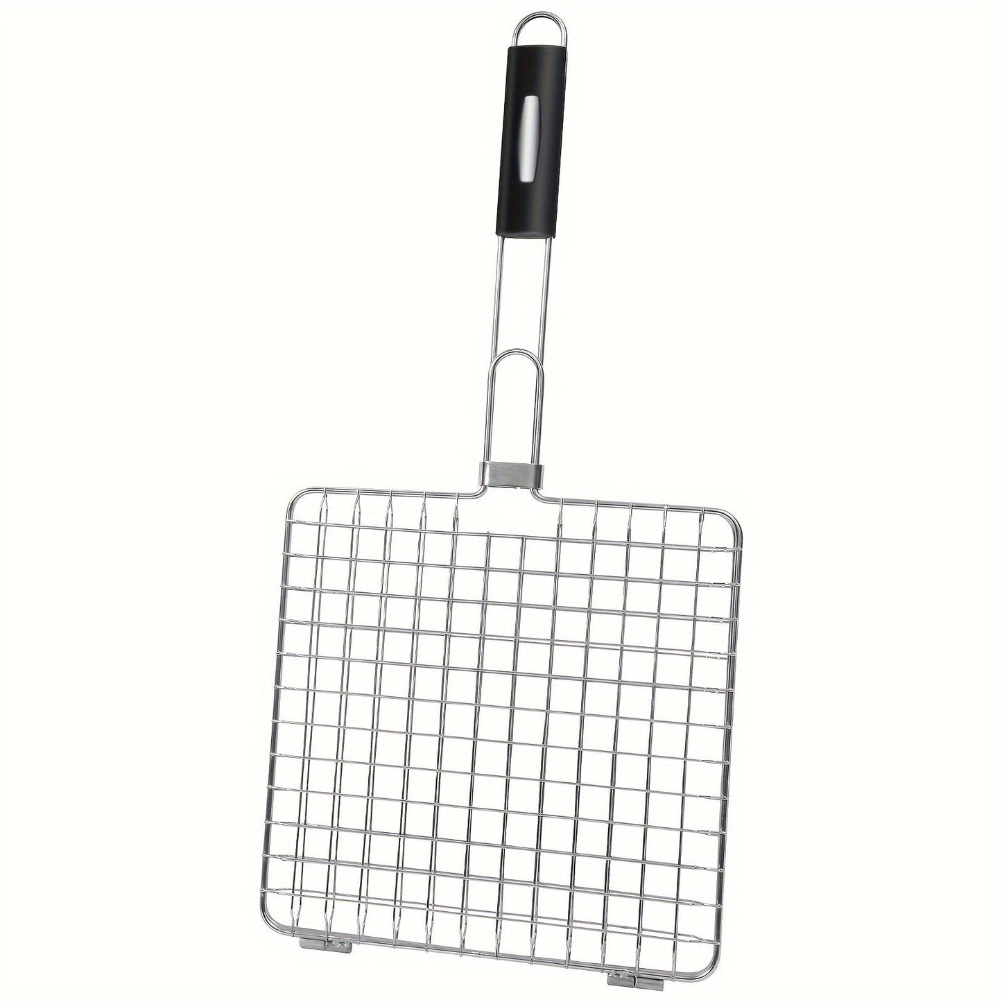 Grill Basket Stainless Steel Folding BBQ Grilling Basket for Fish Chicken Vegetables Shrimp Portable Outdoor Camping Barbecue Accessory 3 Sizes