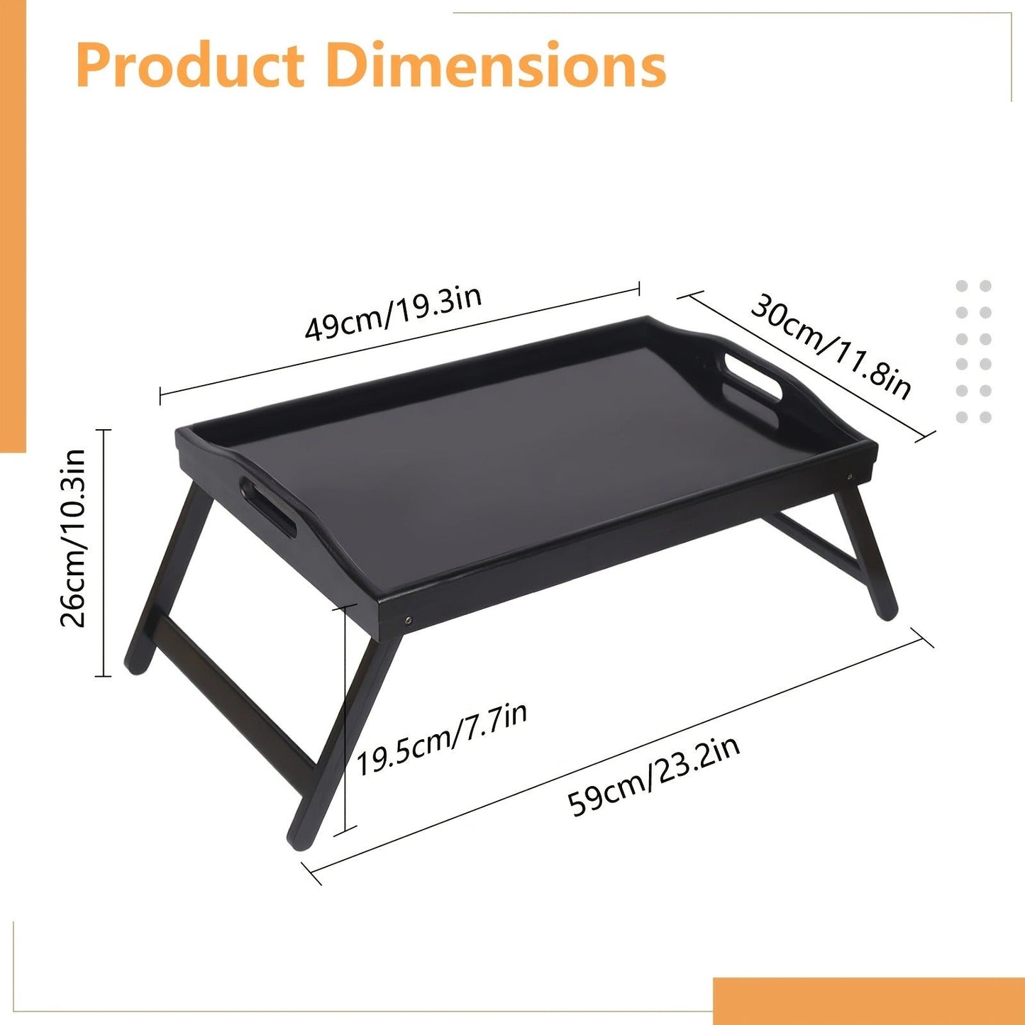 Folding Bed Tray with 19.5 x 12-Inch Surface, Carry Handles and One- or Two-Pack Color Options