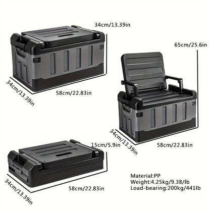 Camping Storage Box Chair with Folding 23.43-Inch Base, Raised Backrest and Five Color or Liner Options