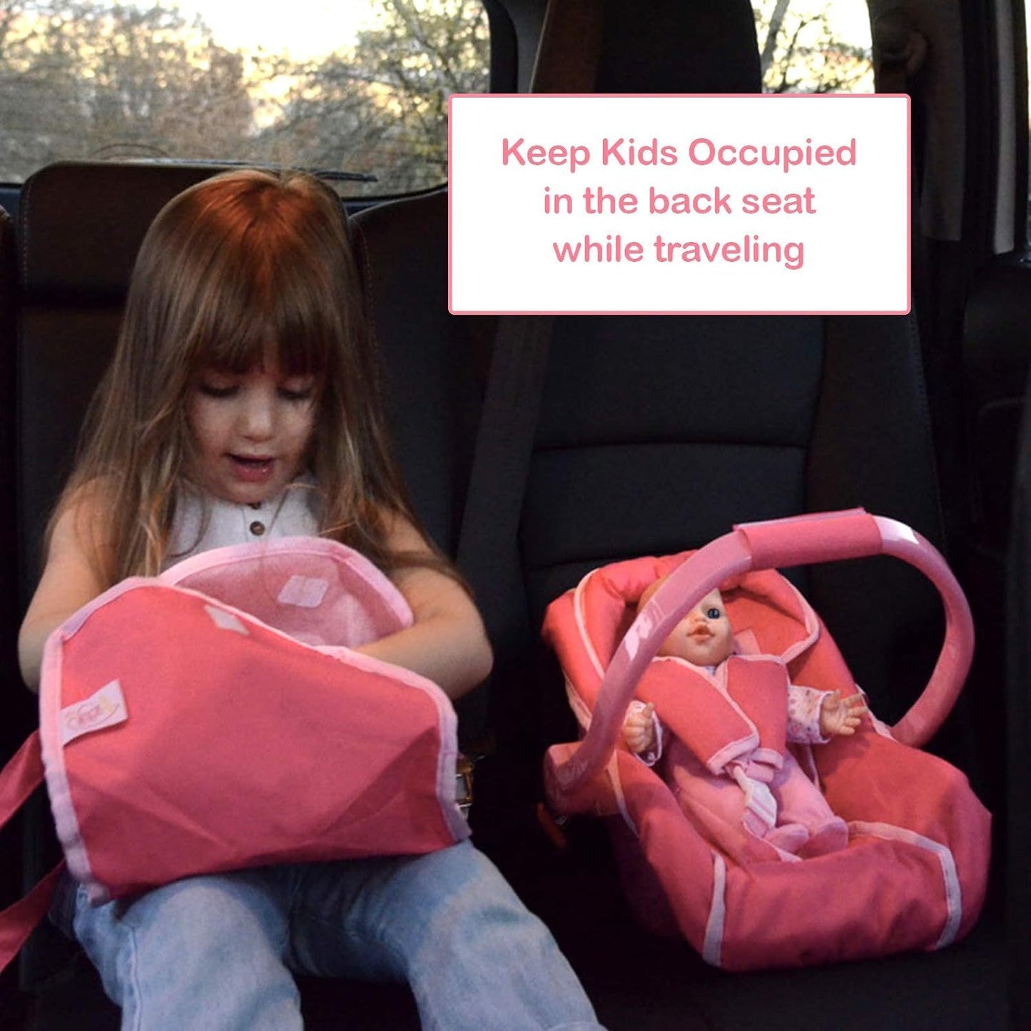 Pink Unicorn Doll Carrier for 18-Inch Dolls with Soft-Sided Body, Carry Handle and Front Restraint Strap