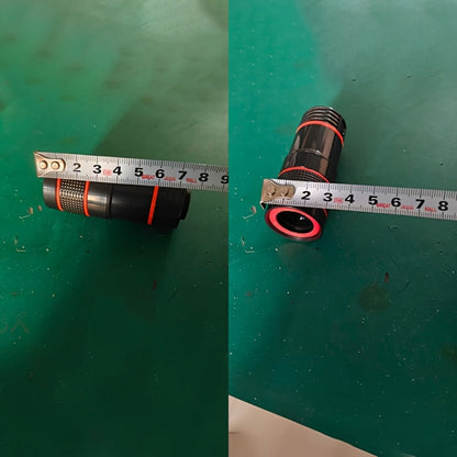 Twelve-Times Clip-On Telephoto Lens for Smartphones with Adjustable Focus and Pictured 3.2 cm Body Width