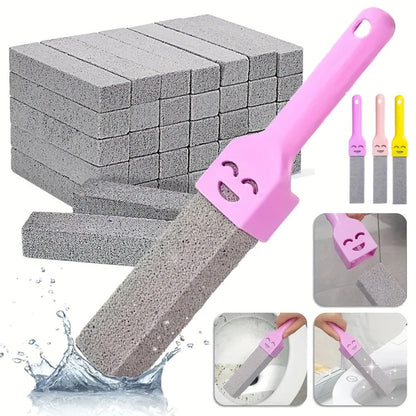 Six-Piece Multi-Color Pumice Stone Toilet Brush Set with Ergonomic Handles for Bathroom Surfaces