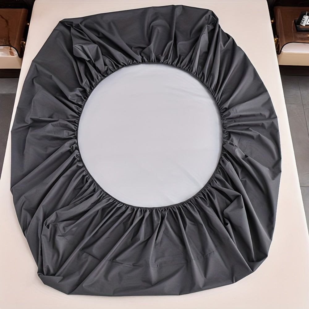 Waterproof Solid-Color Fitted Sheet with 11.8-Inch Pocket, Six Colors and Twin to King Sizes