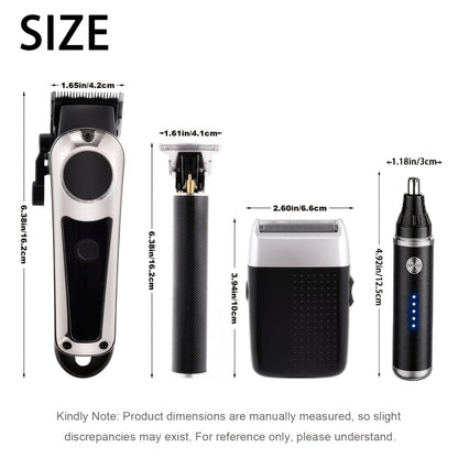 3-in-1 Grooming Kit for Men — Electric Hair Clipper, Nose Hair Trimmer & Shaver Set, USB Rechargeable Lithium Battery Cordless, 2 3 4-Piece Options, Black & Golden, Gift for Husband Boyfriend Father