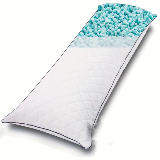 Body Pillow 20x54 Inch Cooling Memory Foam – Full Body Pillow for Adults Side Sleepers, Firm Long Sleeping Pillow for Stomach Back Support, Pregnancy Pillow, Washable Cover, Grey White Pink