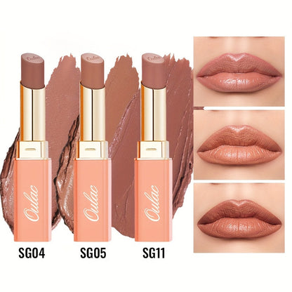 12 g Nude Satin Lipstick Set with Lightweight Cream-to-Satin Formula in Two Checkout Sets for Daily Makeup