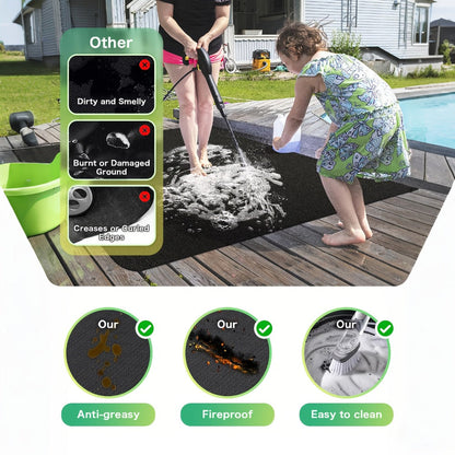 BBQ Grill Mat Fireproof & Heat Resistant - Double-Sided Fiberglass Grill Pad for Outdoor Grills, Fire Pits & Smokers | Waterproof Oil-Proof Deck & Patio Protector | Easy Clean BBQ Splatter Mat