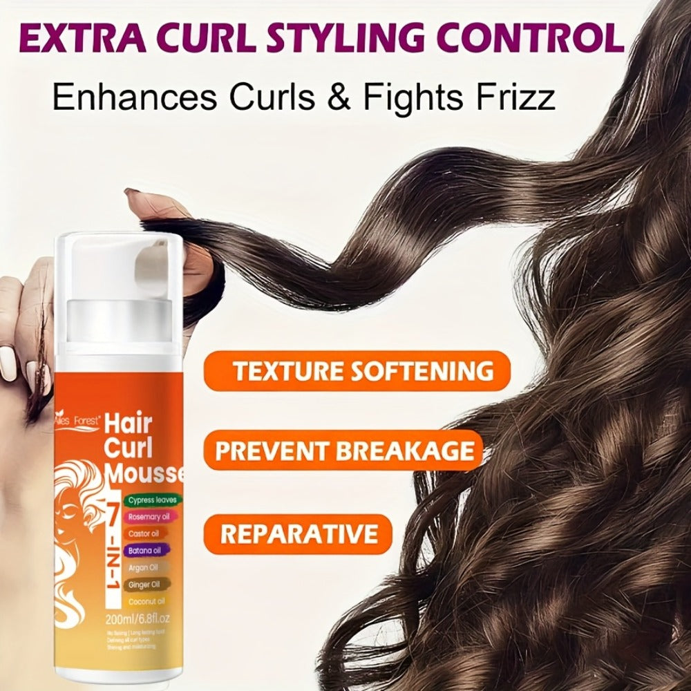 6.76 oz Seven-in-One Curl Mousse with Rosemary, Castor and Coconut Oils for Wavy or Curly Hair