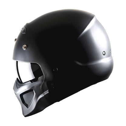 Motorcycle Helmet Convertible Full/Open-Face Shell with Detachable Mask, Smoked Shield, S-XL Sizes and Multiple Styles