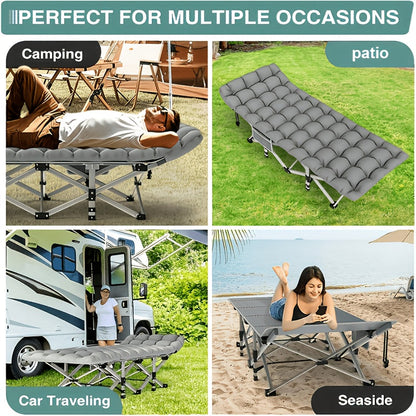 Folding Camping Cot 500/600/700 LBS Heavy Duty Portable Sleeping Bed with Mattress & Carrying Bag – Waterproof Steel Frame for Adults, Outdoor Tents, Hiking & Travel