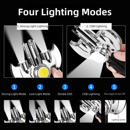 Multi-Nozzle Metal Torch Lighter with COB Auxiliary Light and Black or Silver-Tone Finish Options