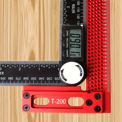 200 mm Aluminum T-Square Marking Gauge with Sliding Stop, Metric Scale and Red Anodized Finish