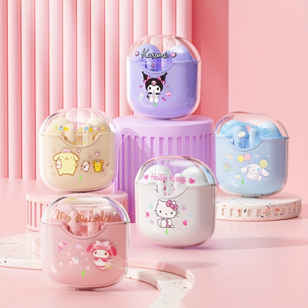 Kuromi My Melody Pompompurin Wireless Earbuds Authorized – 5 Cute Sanrio Character Styles Bluetooth Headphones for Daily Exercise Calls Learning – Holiday Birthday Gift for Girls Teens Women