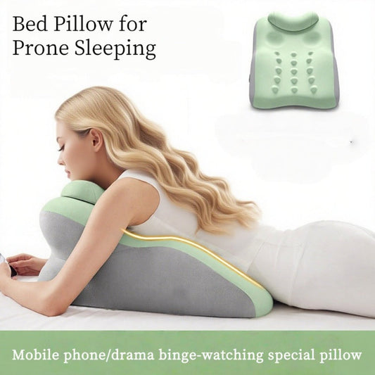 Bed Pillow Contoured Memory Foam Reading Cushion with Removable Washable Cover in Seven Colors