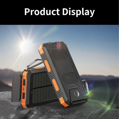 Solar Power Bank 20000mAh 40000mAh Portable Charger with Dual USB LED Flashlight & Compass - Waterproof External Battery Pack for Camping Hiking Outdoor Emergency, Compatible with iPhone Android Samsung