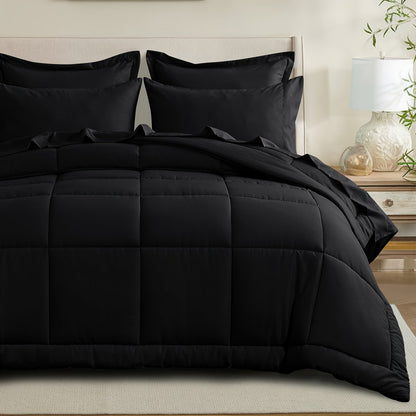 7 Piece Comforter Set Luxury Soft Fluffy Bedding All Season Bed in a Bag with Comforter Fitted Sheet Flat Sheet Pillowcases Hypoallergenic Breathable Easy Care Queen King Twin XL Full