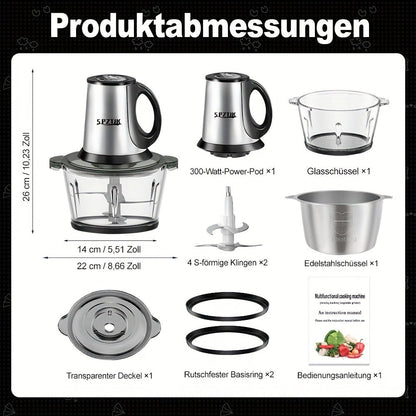 Electric Food Chopper with 2 Bowls & Dual-Level Blades – Mini Food Processor for Grinding Meat Chopping Nuts Salad Prep – Upgraded Compact Kitchen Chopper for Home Use