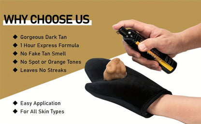 Sunless Tanning Mousse Kit 6-Piece Set with Mitt Applicator - Self Tanner Foam 1 Hour Fast Tan No Fake Smell Long Lasting Bronze Glow 3.38oz Gift Set