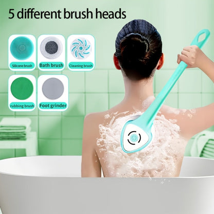 Electric Body Scrubber 6-in-1 Rechargeable Shower Brush - Vibrating Exfoliating Brush with Long Handle, 6 Brush Heads for Deep Cleansing, Back Scrubber, Pore Cleansing, Spa Gift for Women & Men