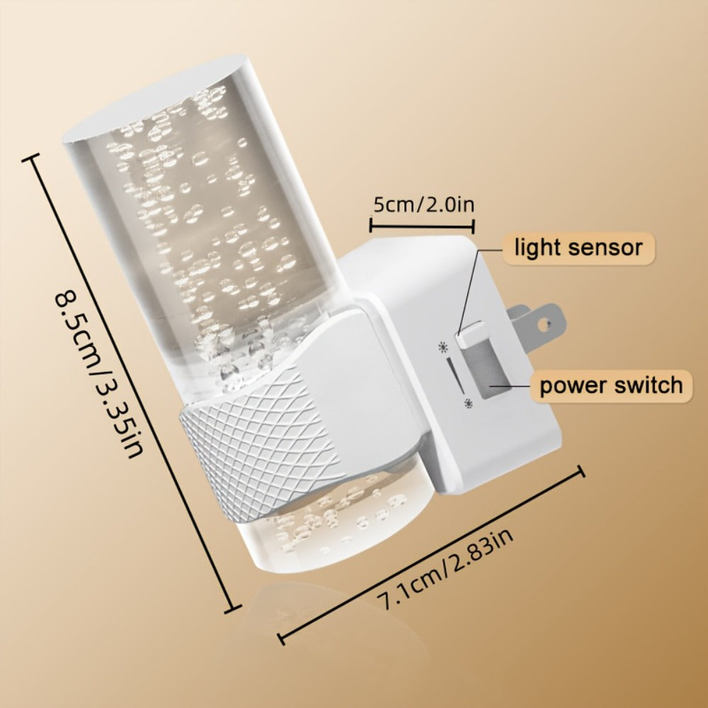 Two-Pack 3000K Plug-In Night Lights with Bubble-Pattern Shades, Light Sensors and Black or White Bases