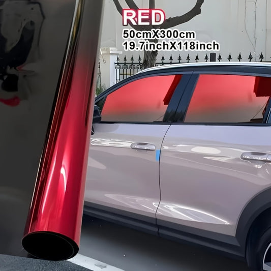 Gradient Window Tint Film 19.7 x 118 Inch – Two-Color Heat Resistant VLT Car Window Film | PET Material | Red, Gold, Green, Silver & Blue Black