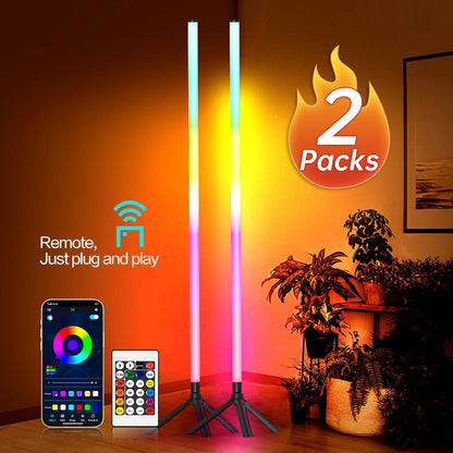 48.8-Inch RGB Tube Floor Lamp with Tripod Stand in One- or Two-Pack App and Remote Checkouts
