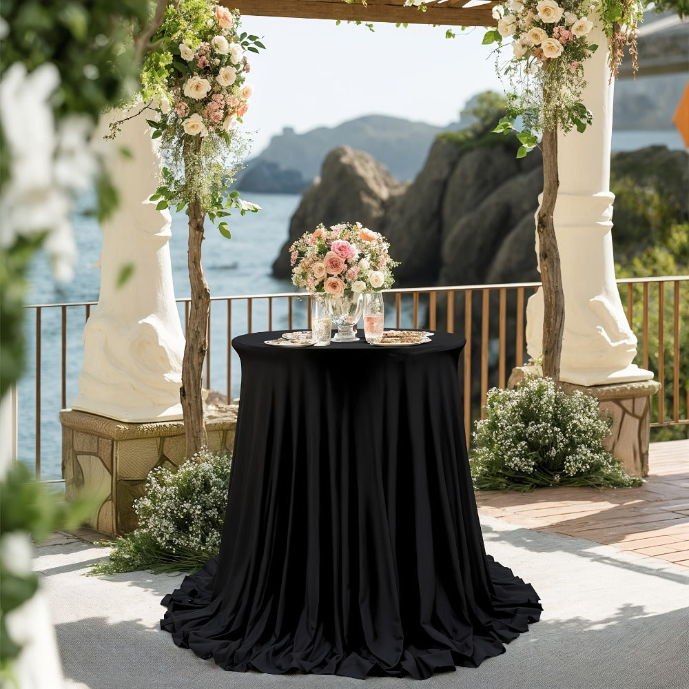 Round Spandex Cocktail Table Cover in Five Colors and Two Sizes, 43.31-Inch Height for Weddings and Events
