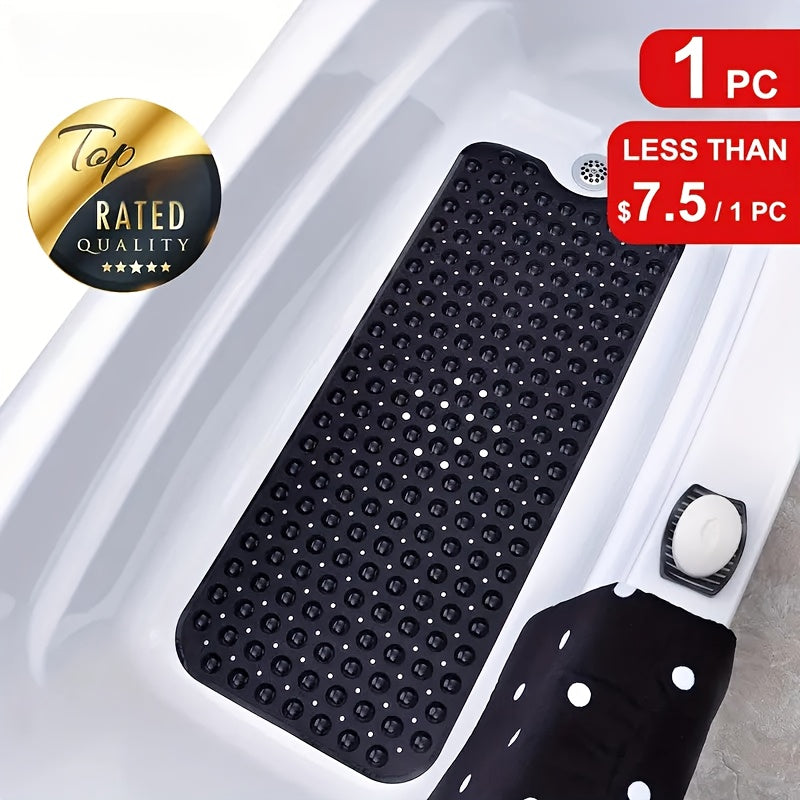 Two-Piece Black Bath Mat Set with Suction Cups, Drain Holes and Three Exact Checkout Options