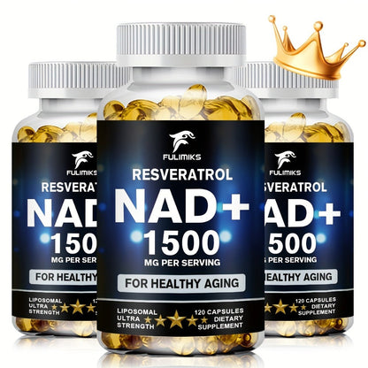 Dietary Supplement NAD+ Formula with Nicotinamide Riboside and Resveratrol Capsules, 120 Count