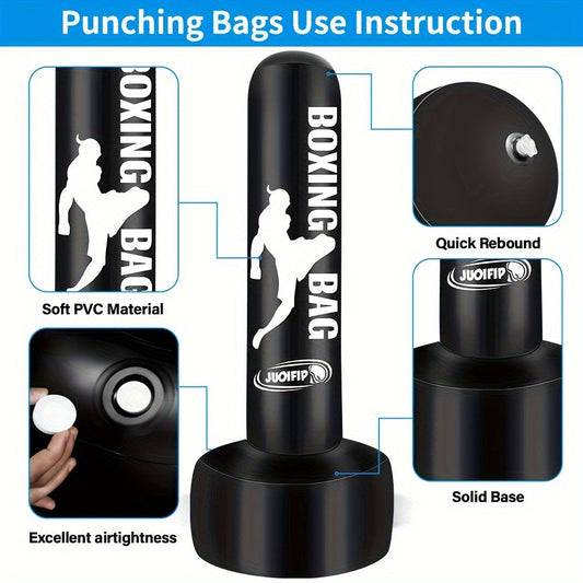 Freestanding Punching Bag 69" Heavy Bag with Stand – Inflatable Kickboxing Bag for MMA, Muay Thai & Fitness Training, No-Mount Standalone Base, Indoor & Outdoor Use, Ages 14+