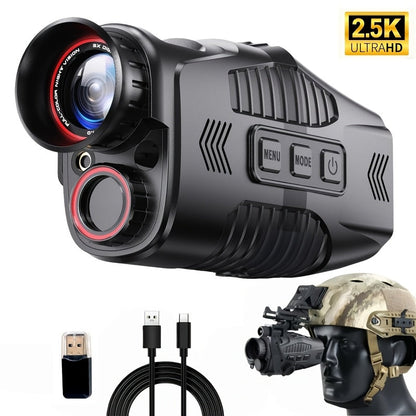 Night Vision Monocular with 850nm IR Illuminator, 5X Digital Zoom 2.5K FHD Camera 1.54" Display, Infrared Night Vision Scope for Hunting Camping Wildlife Surveillance, 2000mAh Battery 6Hr Runtime