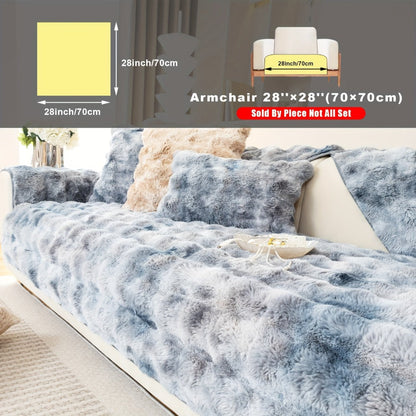 Sofa Cover, Faux-Lamb Plush Gradient Couch Pad in Five Colors with Armchair, Backrest and Seat Sizes