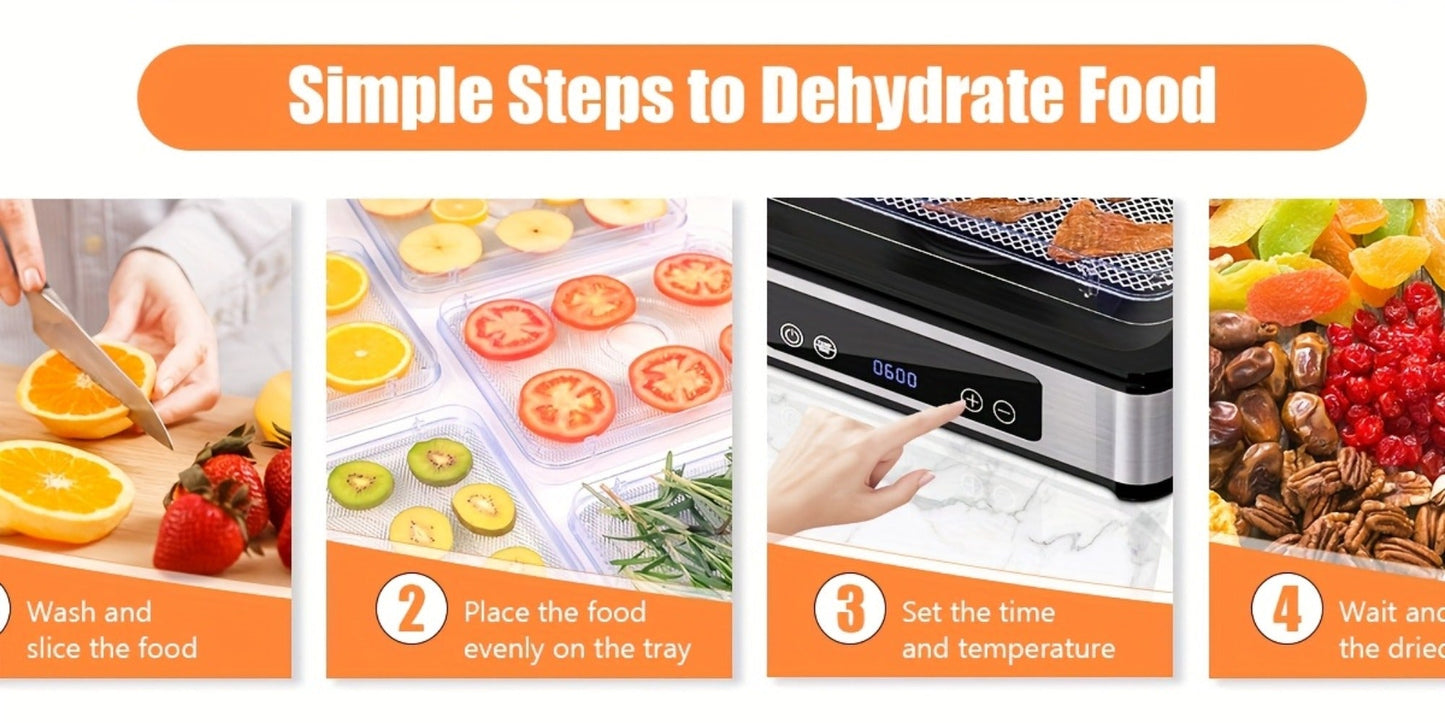 Five-Tray Digital Food Dehydrator with 420W Heating, 48-Hour Timer and 95–160°F Temperature Range