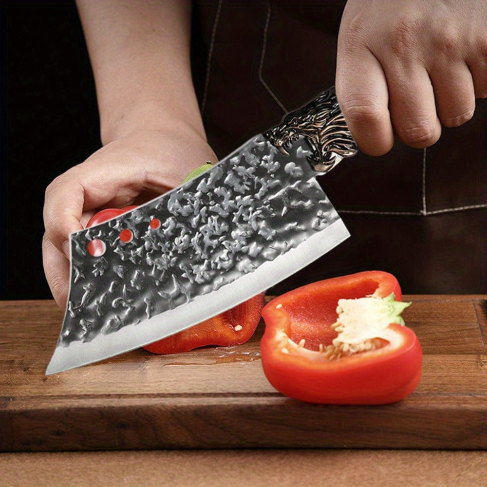 Multi-Piece Kitchen Knife Set with Stainless Steel Labels in Black Three-Piece or Brown Seven-Piece Options
