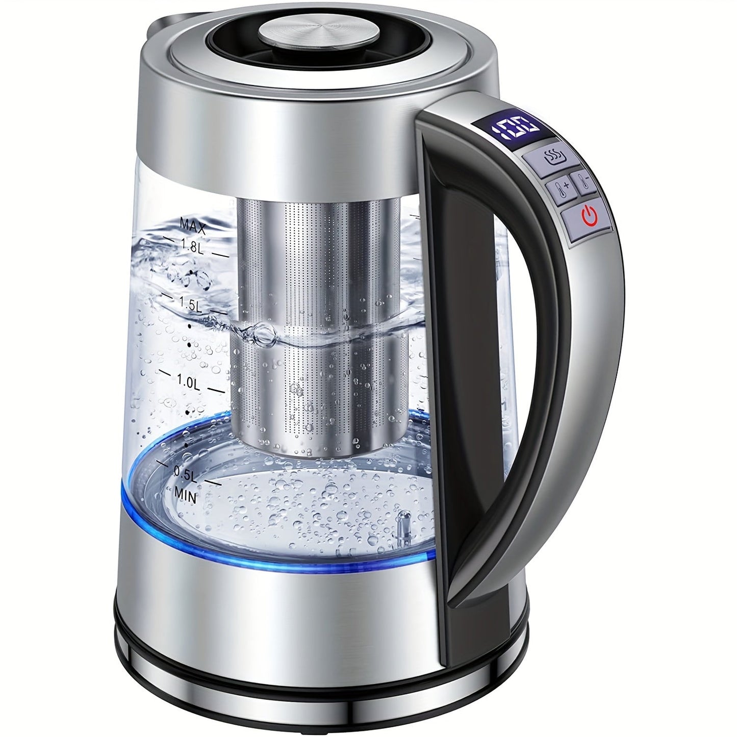 1.8L Glass Tea Kettle with 900W Heating, Adjustable Temperature Control, Infuser and 24-Hour Keep Warm