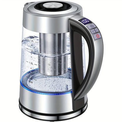 1.8L Glass Tea Kettle with 900W Heating, Adjustable Temperature Control, Infuser and 24-Hour Keep Warm