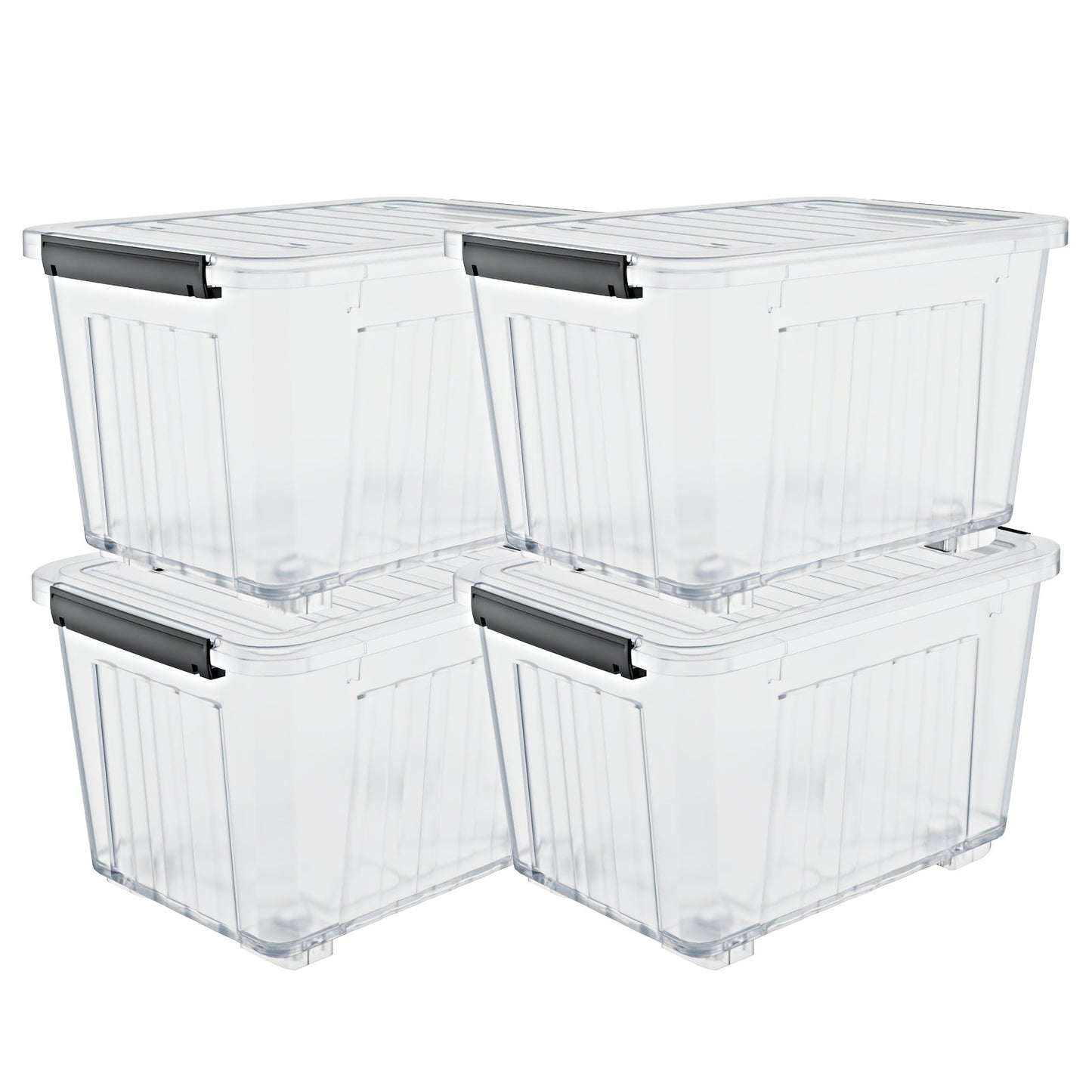 Stackable 72- and 97-Quart Storage Bin Sets with Lids, Wheels, Three Colors and 4- or 6-Pack Options