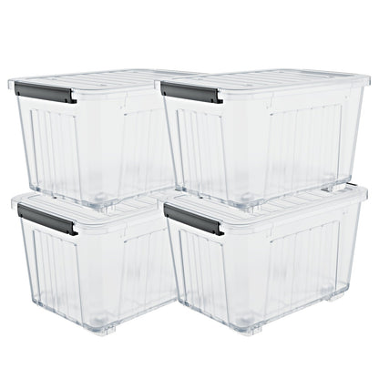 Stackable 72- and 97-Quart Storage Bin Sets with Lids, Wheels, Three Colors and 4- or 6-Pack Options