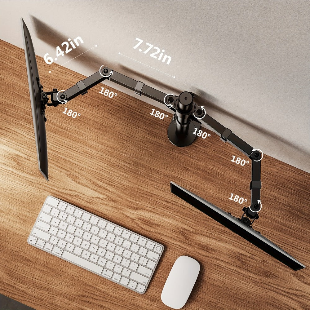 Single & Dual Monitor Mount for 13-32 Inch Screens, VESA Desk Mount Arm, 19.8 lbs Capacity, 16.3" Height Extension, ±45° Tilt ±90° Swivel, Heavy-Duty Steel C-Clamp & Grommet Base, Space-Saving Home Office Stand