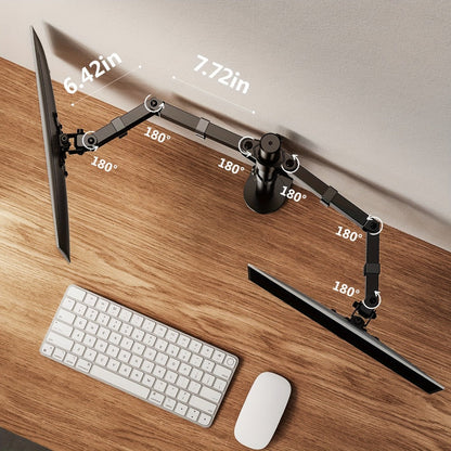 Single & Dual Monitor Mount for 13-32 Inch Screens, VESA Desk Mount Arm, 19.8 lbs Capacity, 16.3" Height Extension, ±45° Tilt ±90° Swivel, Heavy-Duty Steel C-Clamp & Grommet Base, Space-Saving Home Office Stand