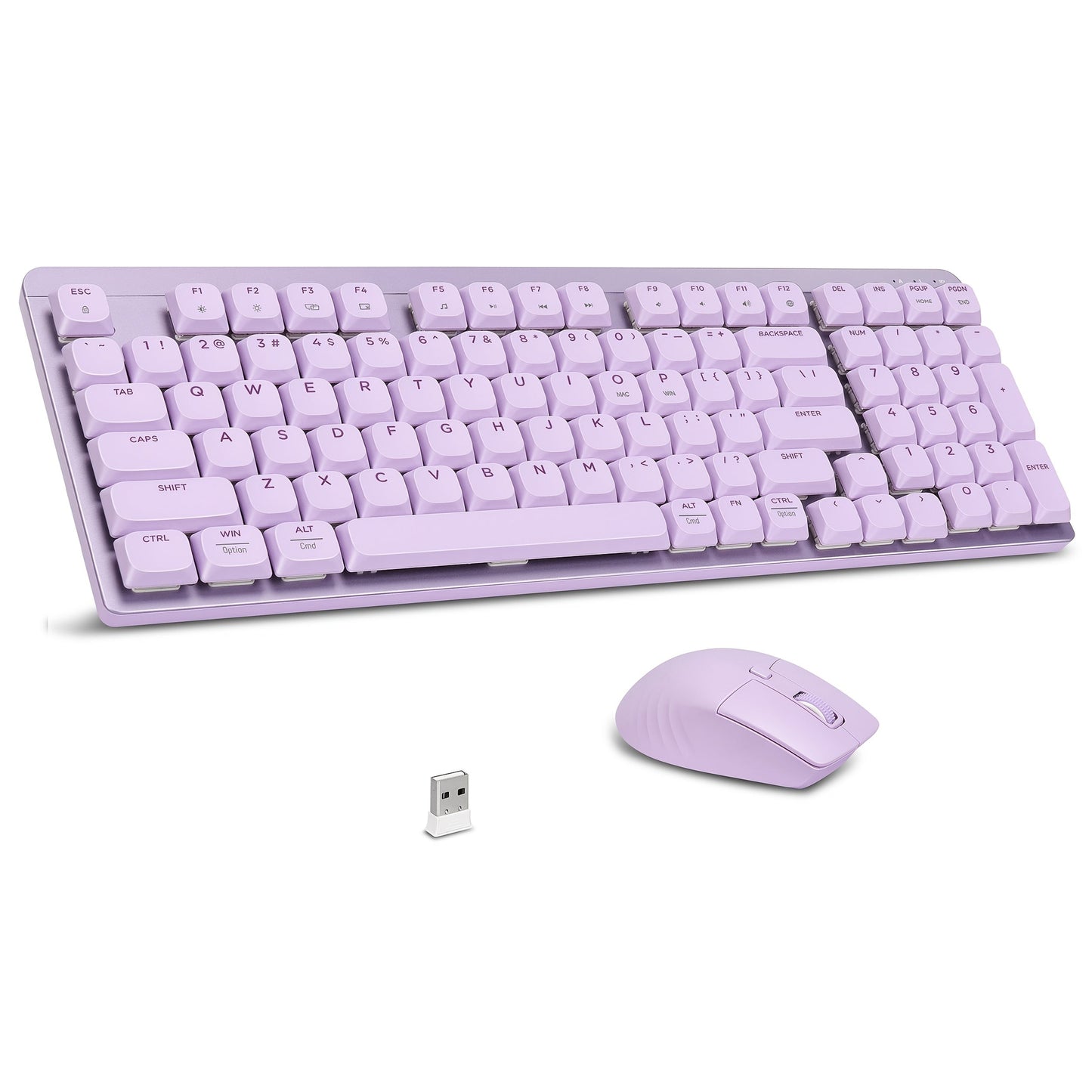 FA98 Low-Profile 98-Key Wireless Keyboard and Mouse Set with Purple, Silver or Pink Color Options