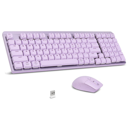 FA98 Low-Profile 98-Key Wireless Keyboard and Mouse Set with Purple, Silver or Pink Color Options